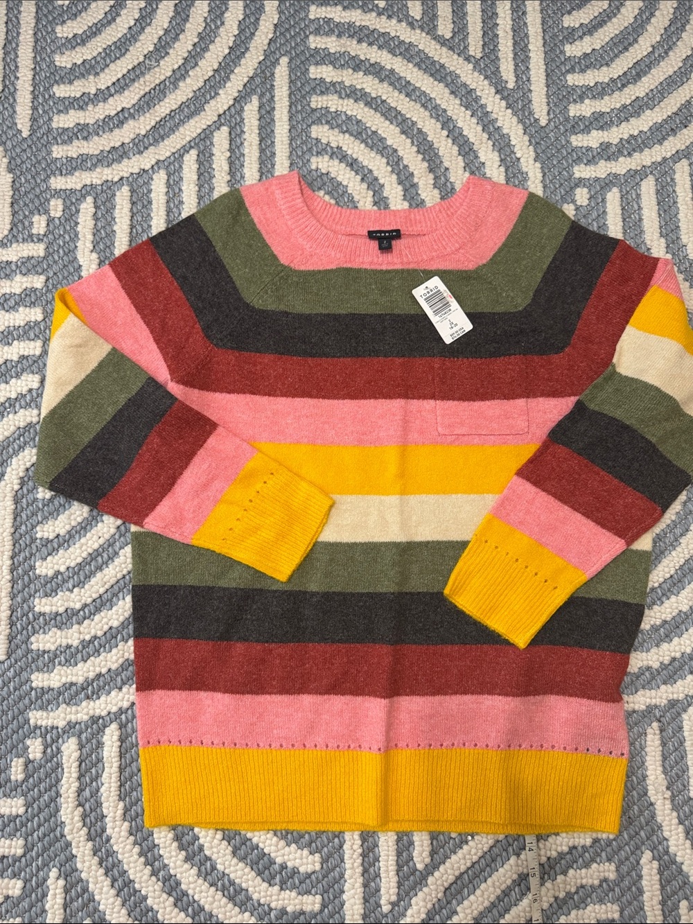 Torrid Striped Sweater 2X NWT Pink Mustard Colorblock Soft Knit Pullover